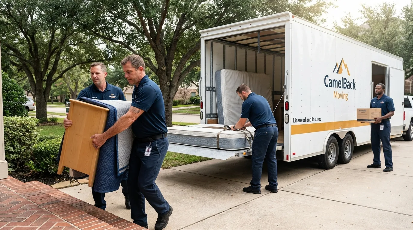 Crew loading residential truck for cross-state move from Allison, IA