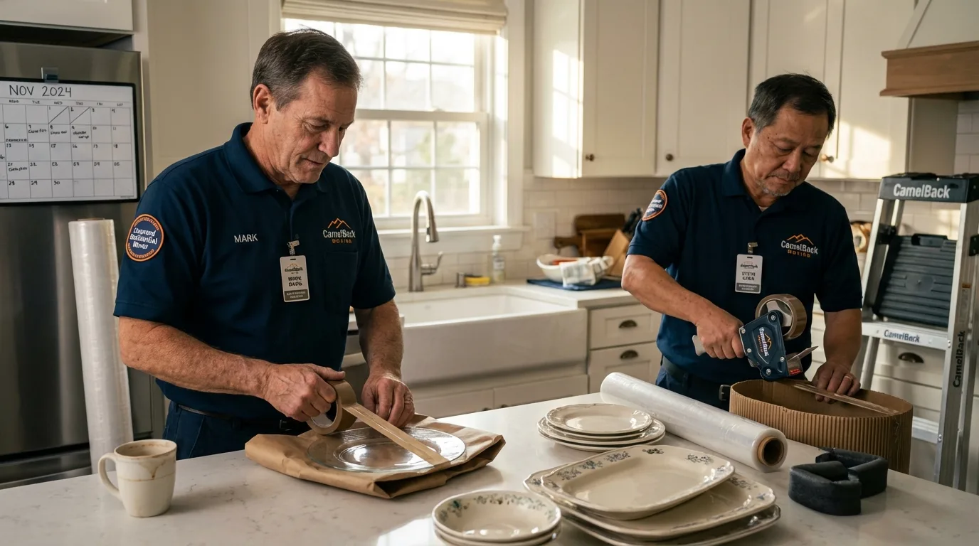 Professional crew packing kitchen dishware in Allison, IA